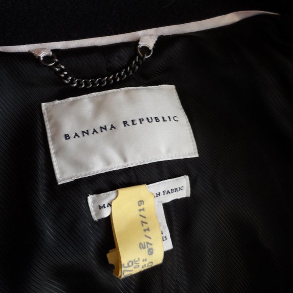 Banana Republic Black Wool Pea Coat w/Ruffle Detail Size XS - Picture 15 of 16